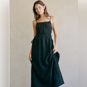 NEW A.REN linen maxi dress in black